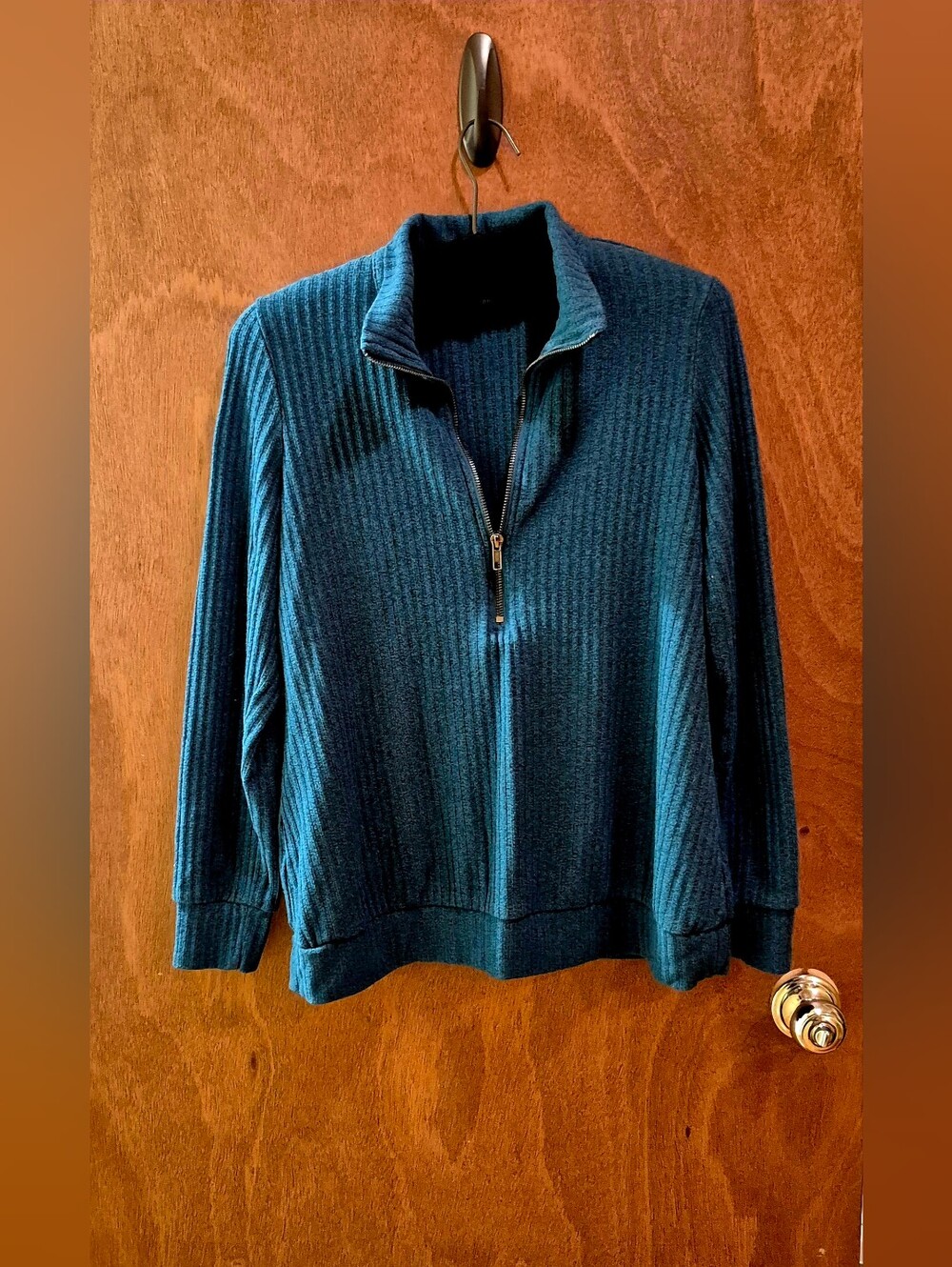 torrid Teal Ribbed Half-Zip Sweater